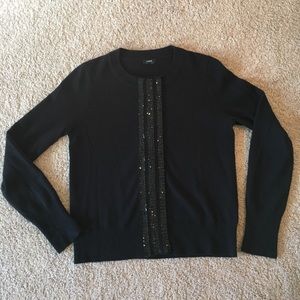 Black cashmere blend sequined cardigan sweater